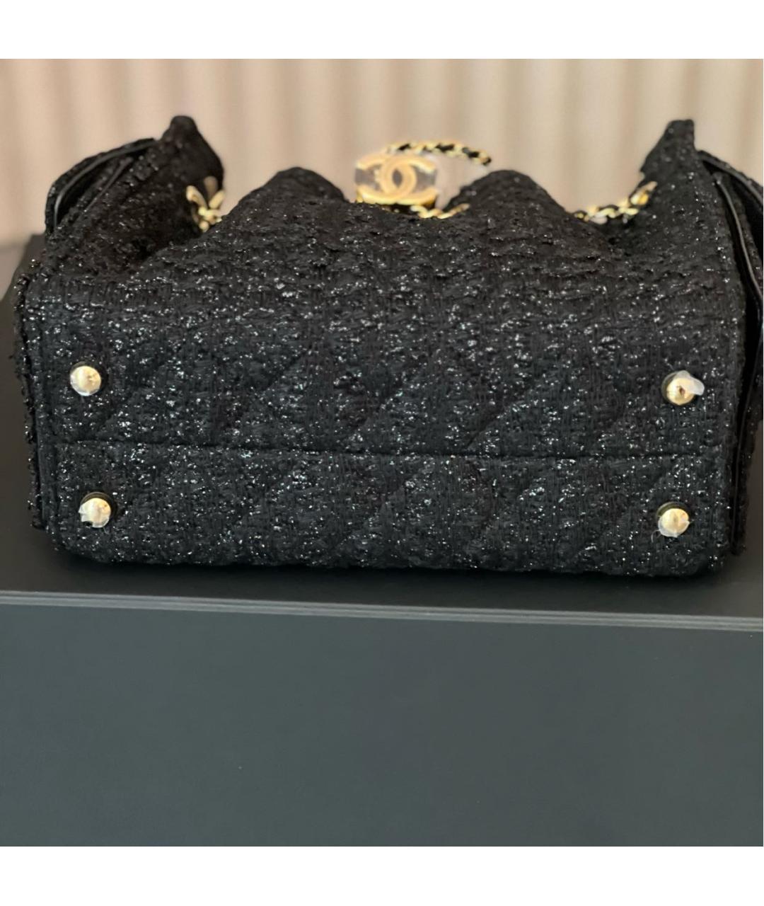 CHANEL Черная твидовая сумка через плечо, фото 4
