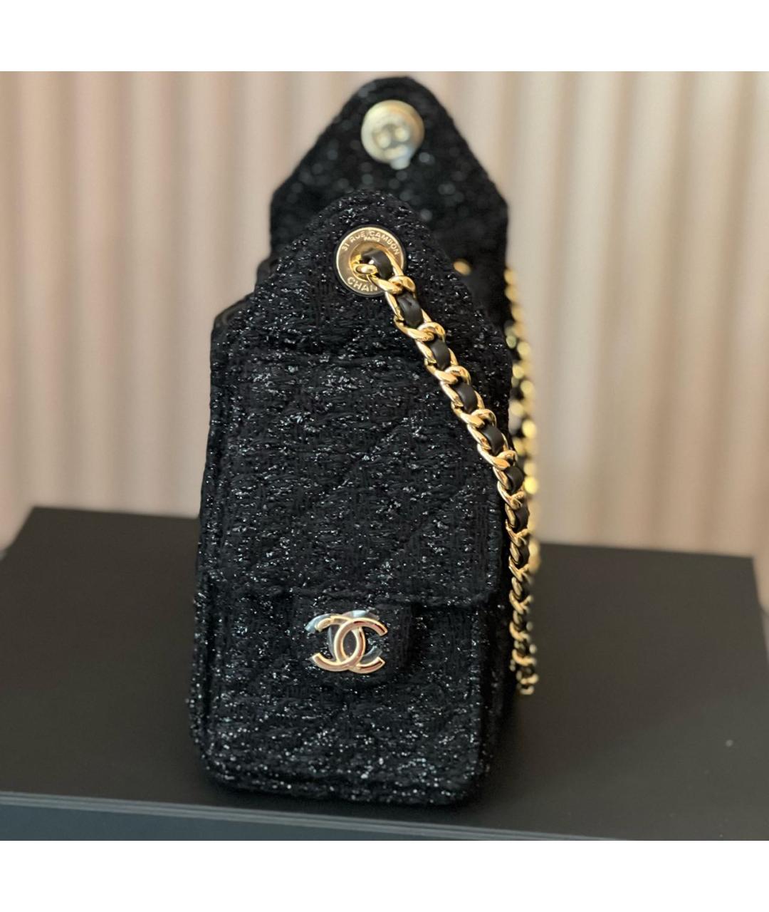 CHANEL Черная твидовая сумка через плечо, фото 2