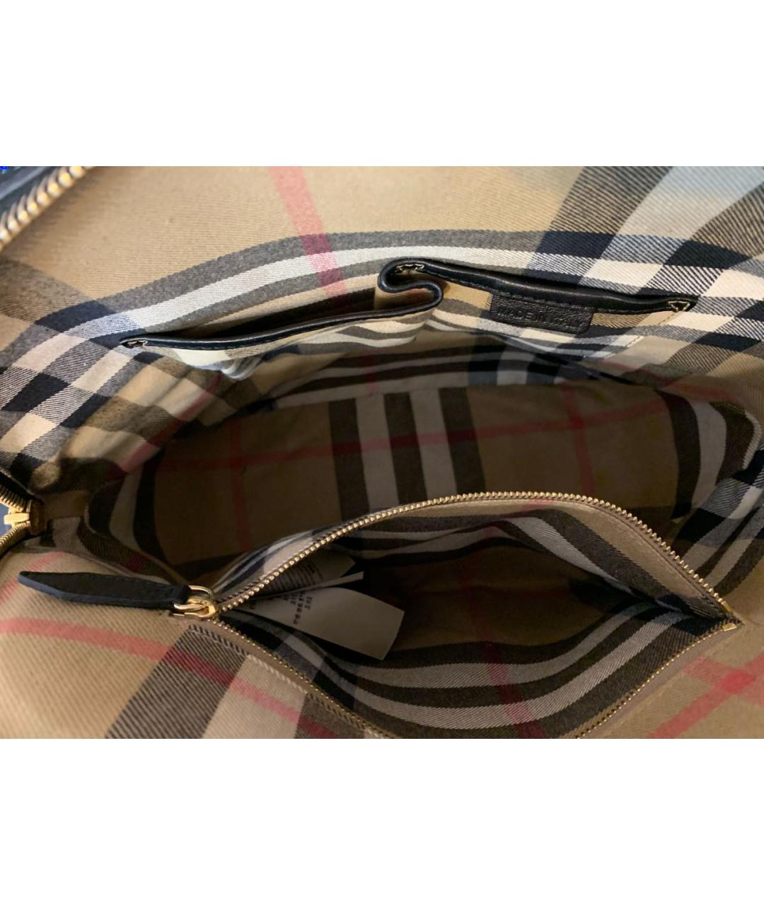 BURBERRY Черная кожаная сумка тоут, фото 4
