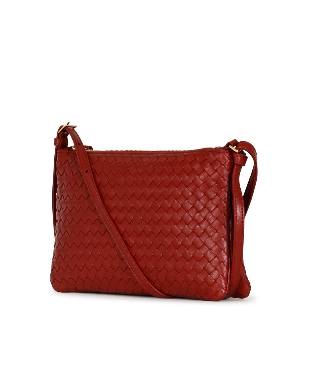 BOTTEGA VENETA Бордовая кожаная сумка через плечо, фото 3