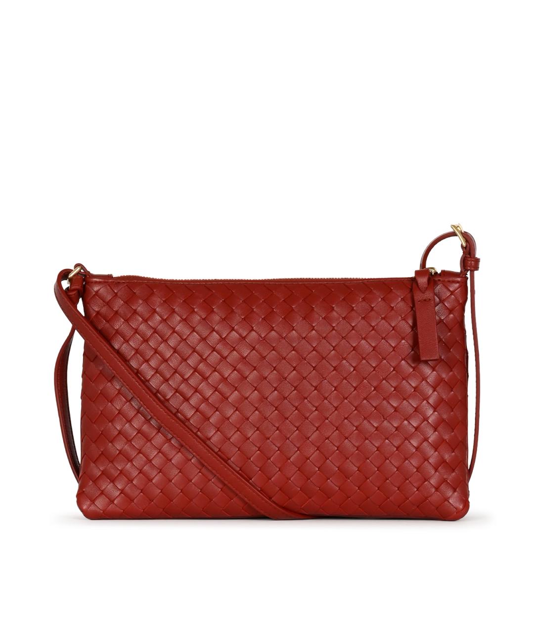 BOTTEGA VENETA Бордовая кожаная сумка через плечо, фото 6