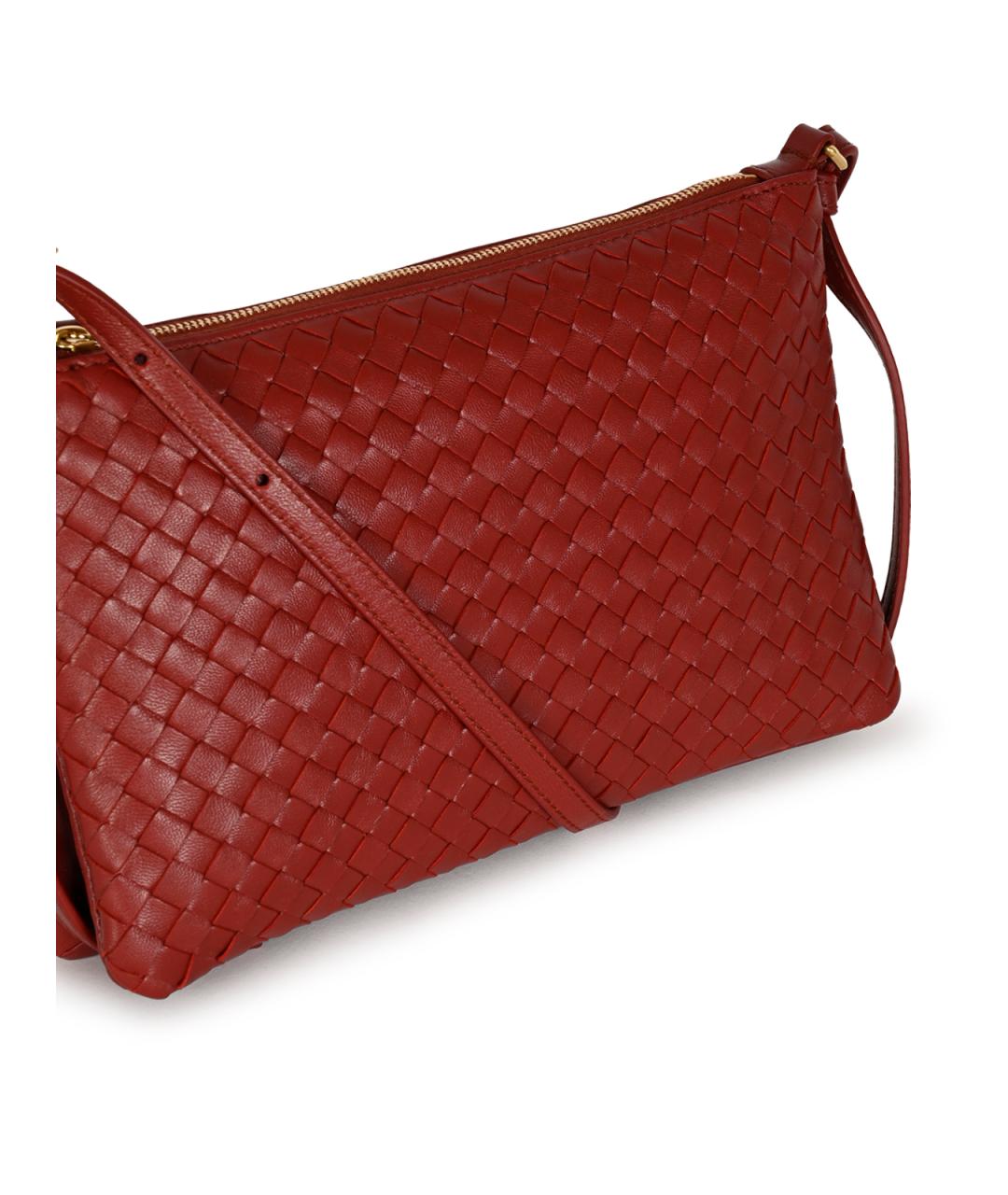BOTTEGA VENETA Бордовая кожаная сумка через плечо, фото 8