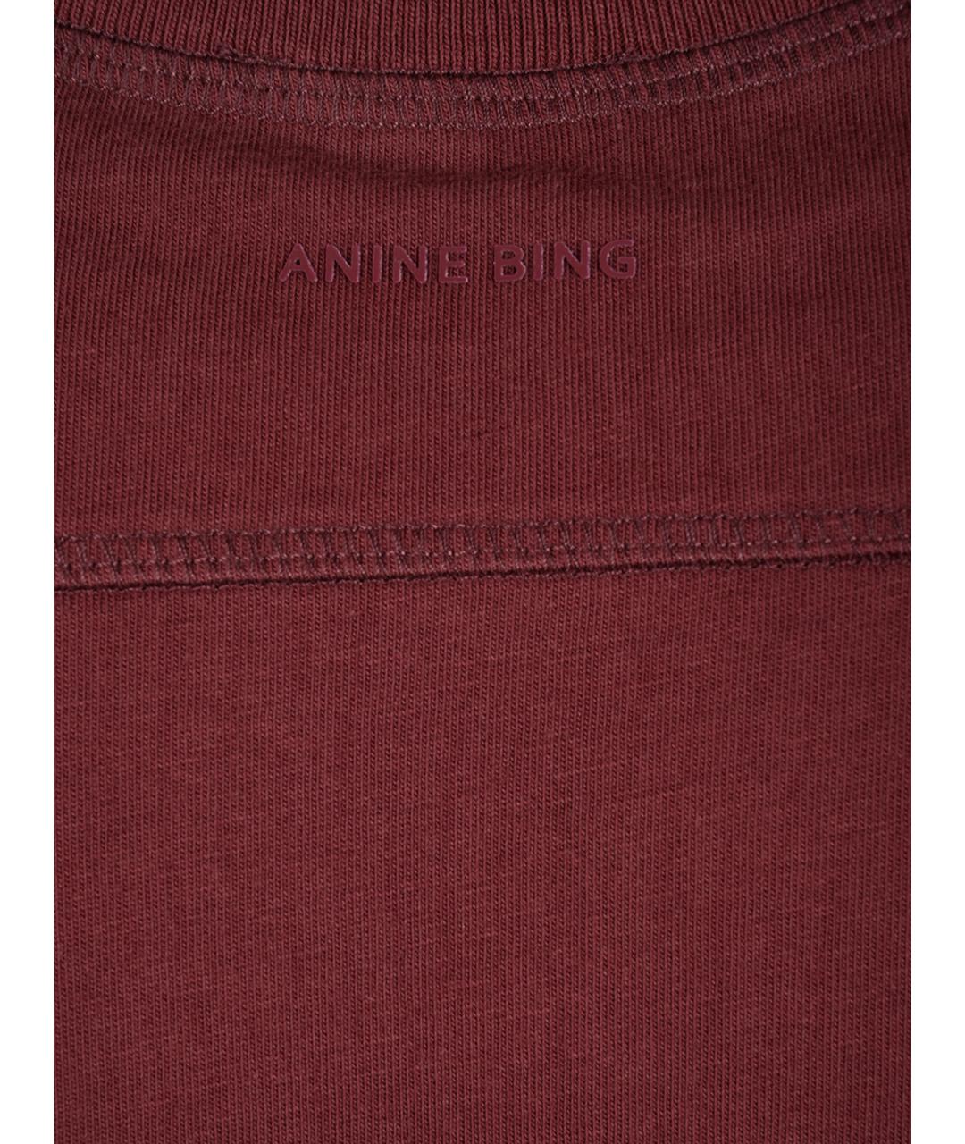 ANINE BING Бордовая хлопковая футболка, фото 6