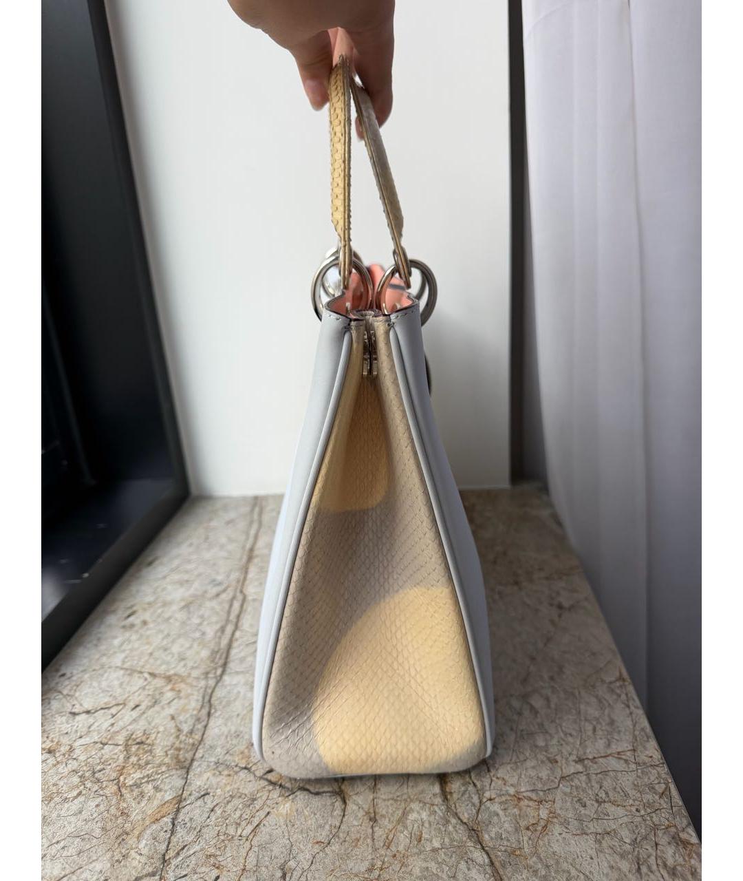 CHRISTIAN DIOR Голубая кожаная сумка с короткими ручками, фото 7