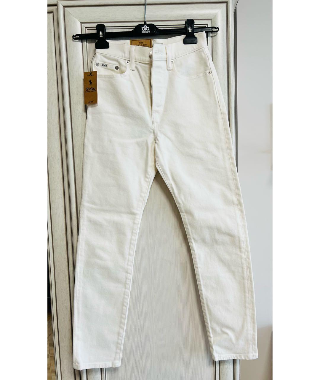POLO RALPH LAUREN Белые хлопковые джинсы слим, фото 7
