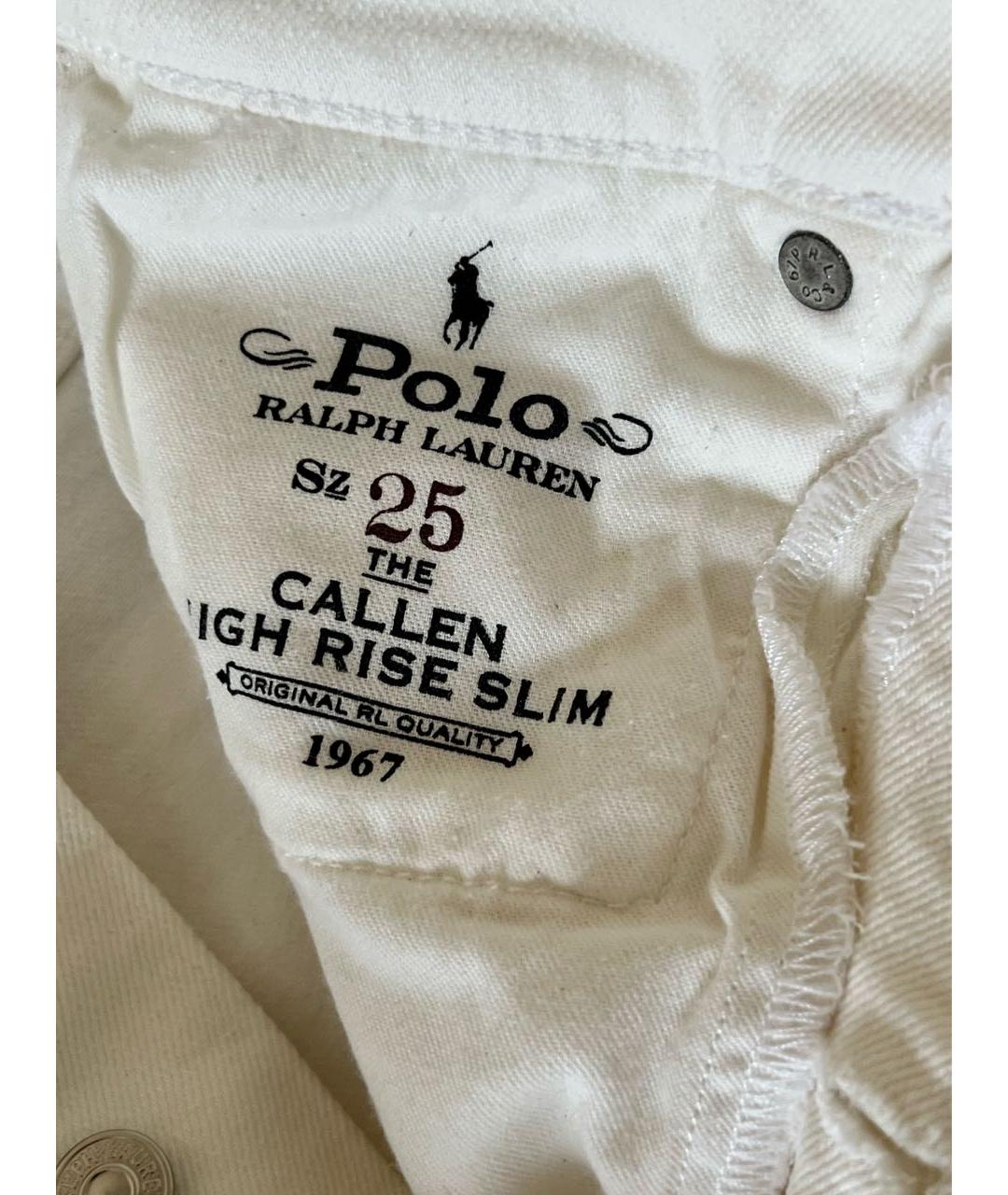 POLO RALPH LAUREN Белые хлопковые джинсы слим, фото 6