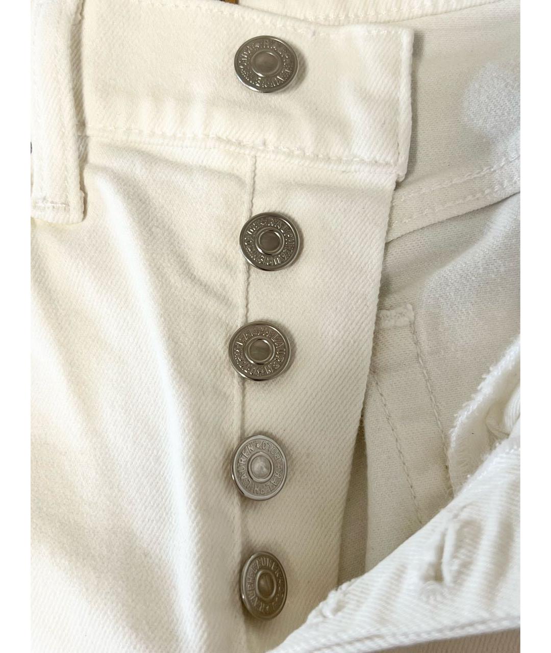 POLO RALPH LAUREN Белые хлопковые джинсы слим, фото 4