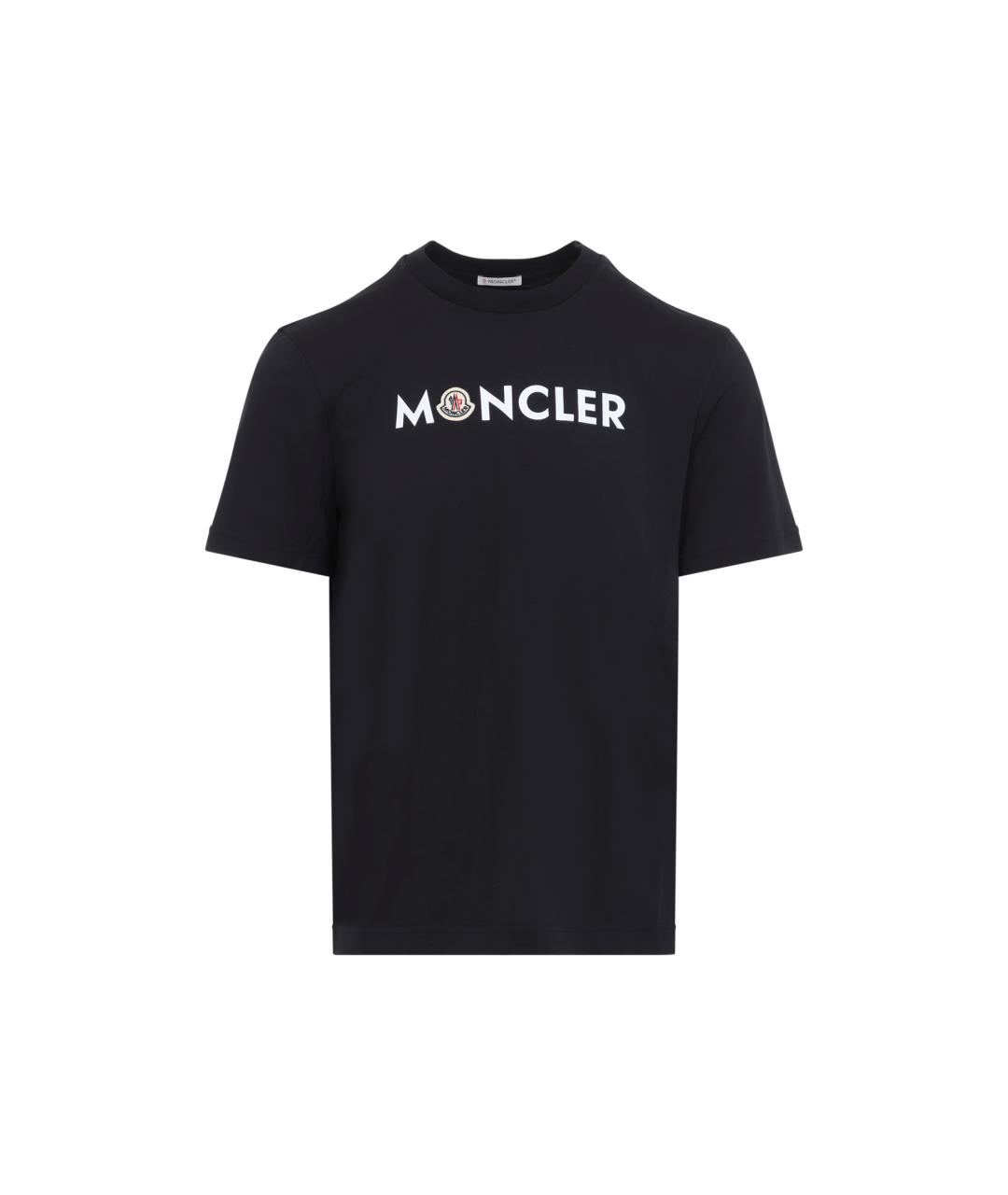 MONCLER Темно-синяя хлопковая футболка, фото 1