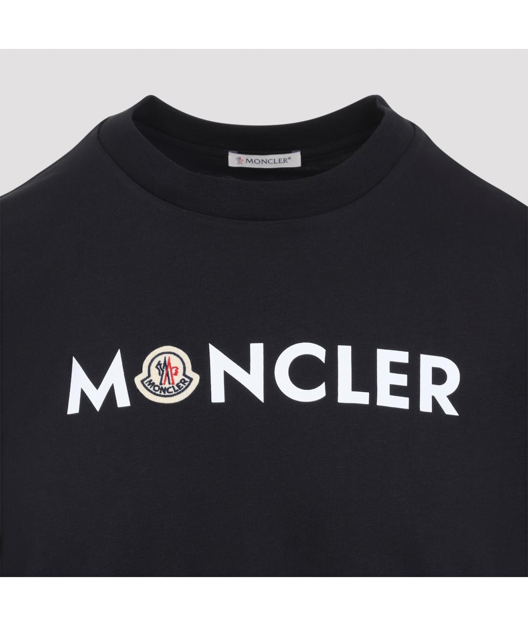 MONCLER Темно-синяя хлопковая футболка, фото 4