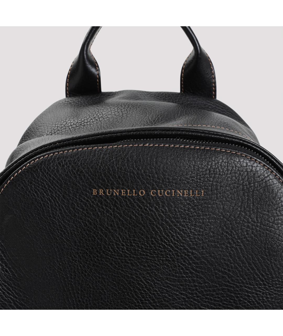 BRUNELLO CUCINELLI Черный кожаный рюкзак, фото 6