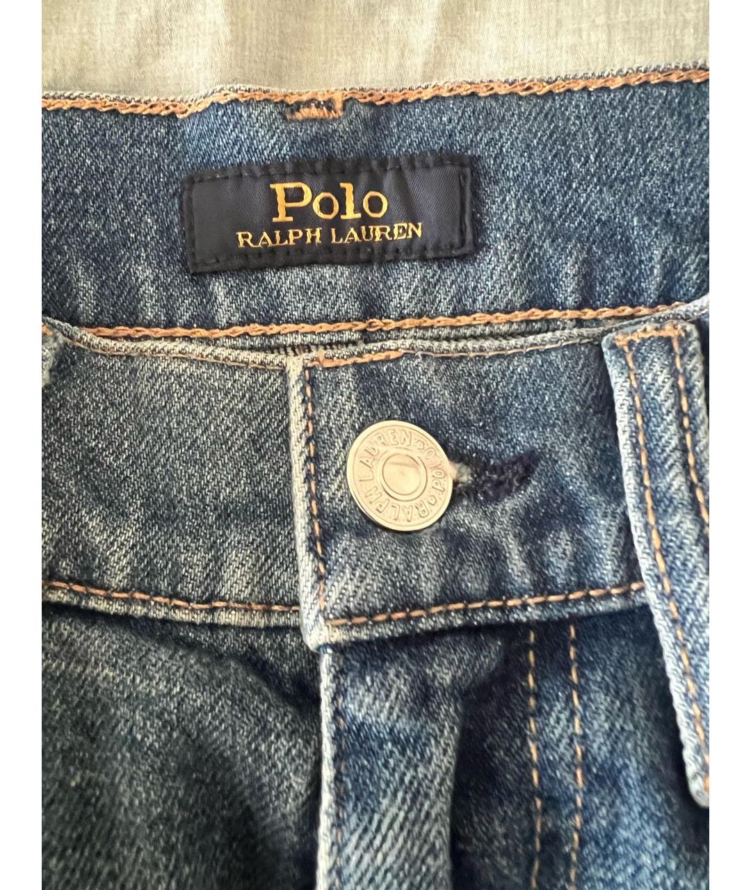 POLO RALPH LAUREN Синие хлопковые джинсы слим, фото 5