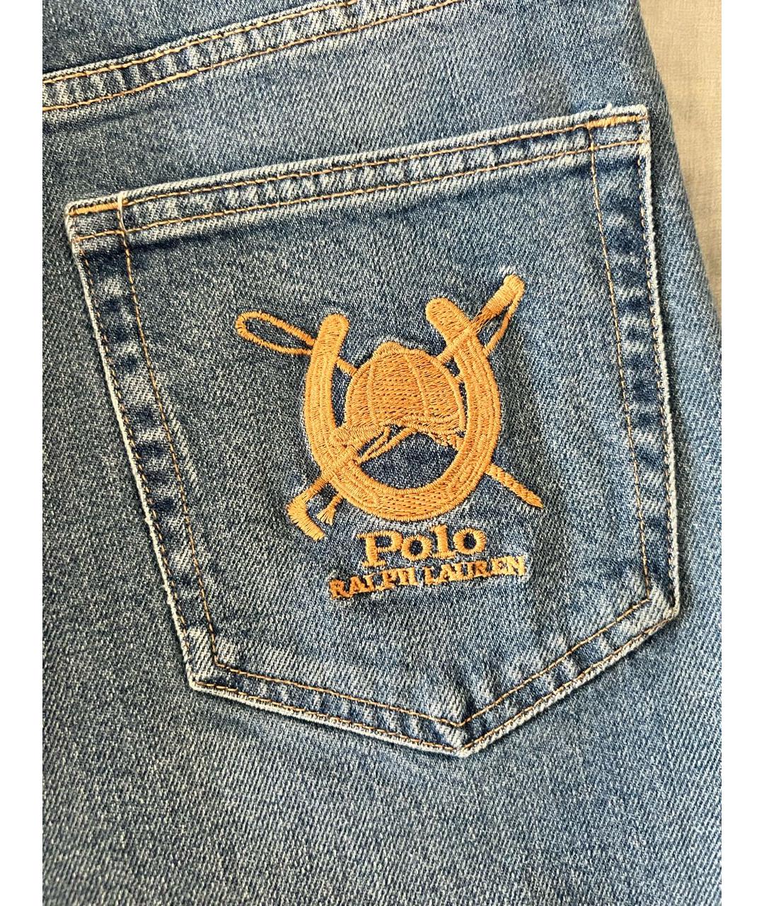 POLO RALPH LAUREN Синие хлопковые джинсы слим, фото 4