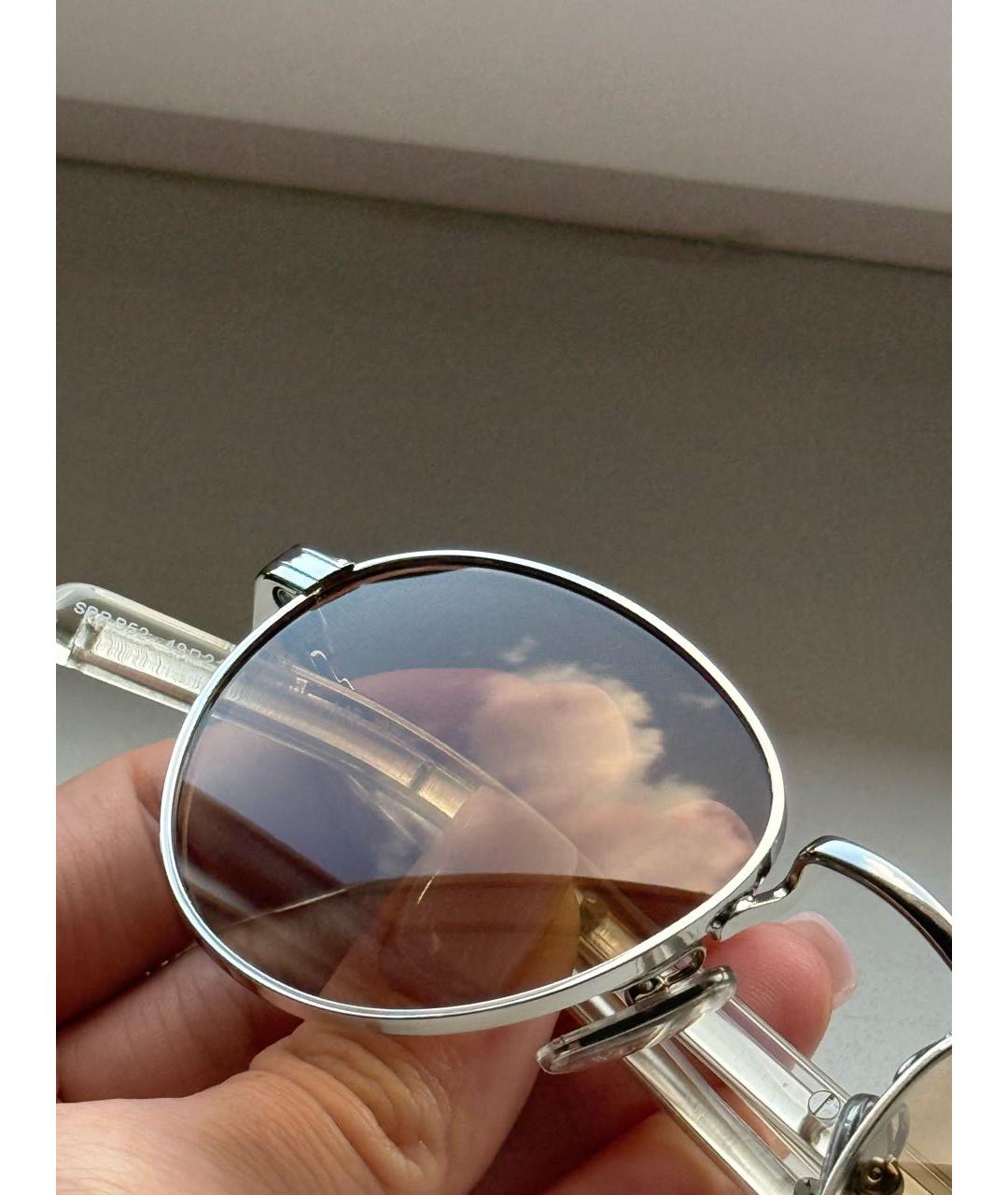 PRADA Серебряные металлические солнцезащитные очки, фото 5