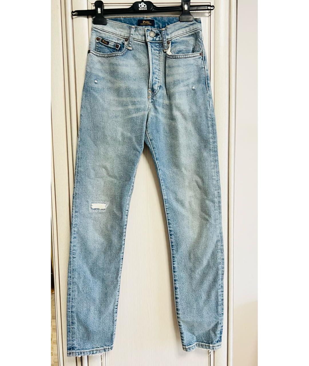 POLO RALPH LAUREN Голубые хлопковые прямые джинсы, фото 2