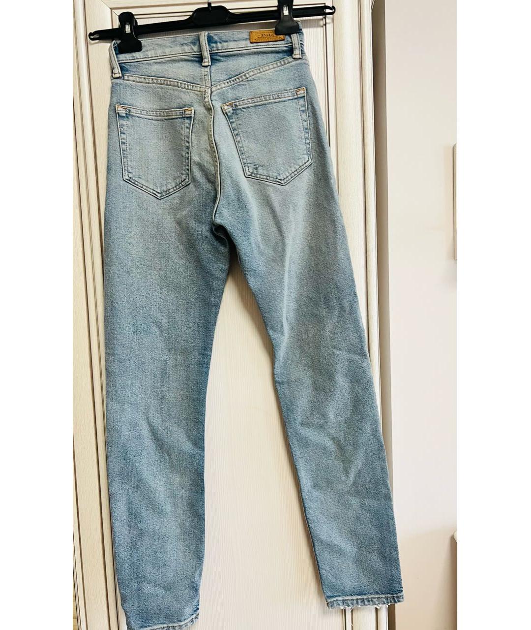 POLO RALPH LAUREN Голубые хлопковые прямые джинсы, фото 3