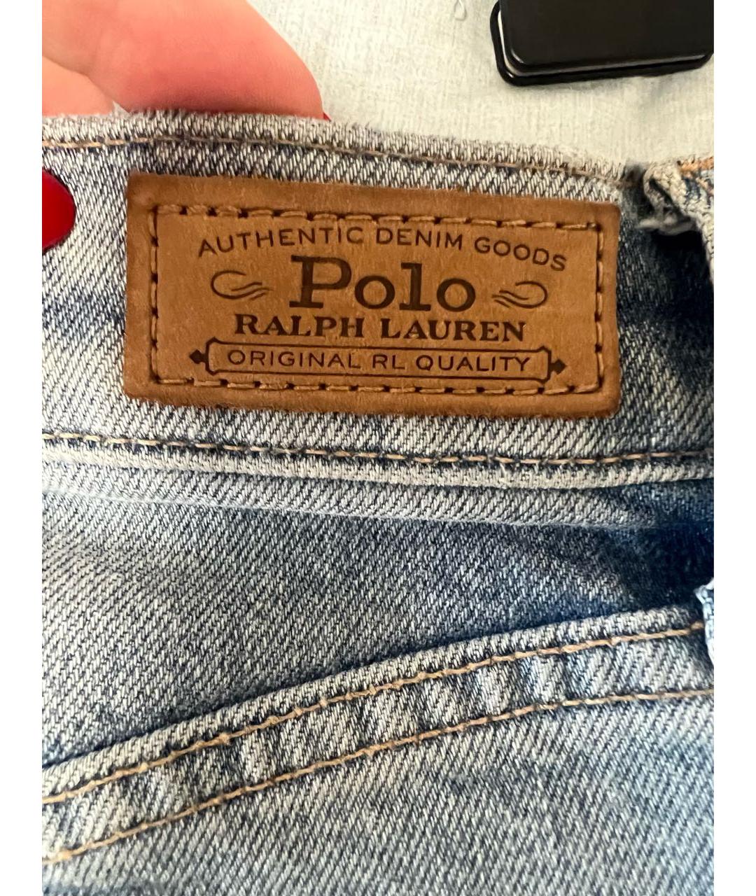 POLO RALPH LAUREN Голубые хлопковые прямые джинсы, фото 7