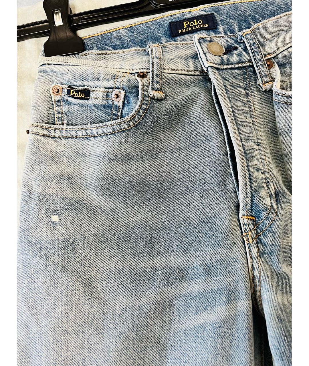 POLO RALPH LAUREN Голубые хлопковые прямые джинсы, фото 5