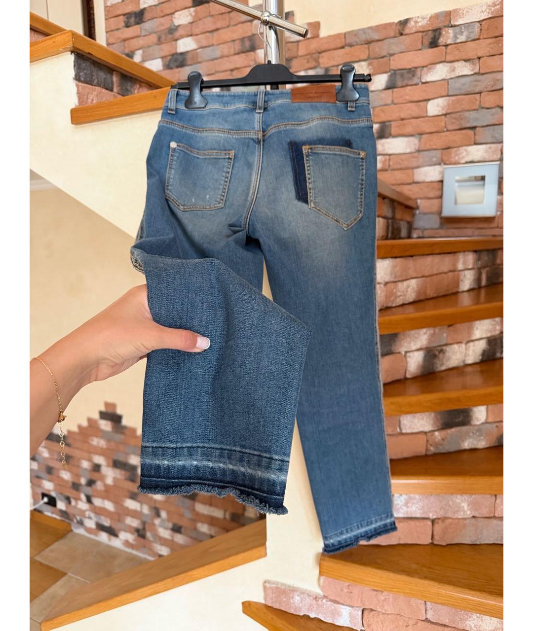ERMANNO SCERVINO Синие хлопковые прямые джинсы, фото 8