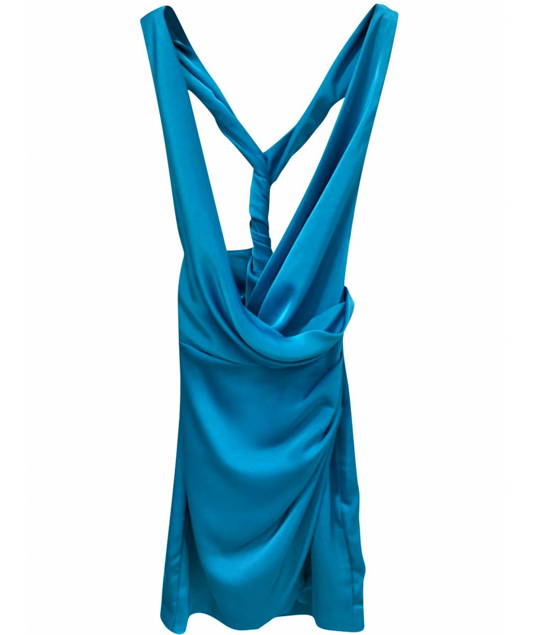 MISHA COLLECTION Голубое полиэстеровое коктейльное платье, фото 1