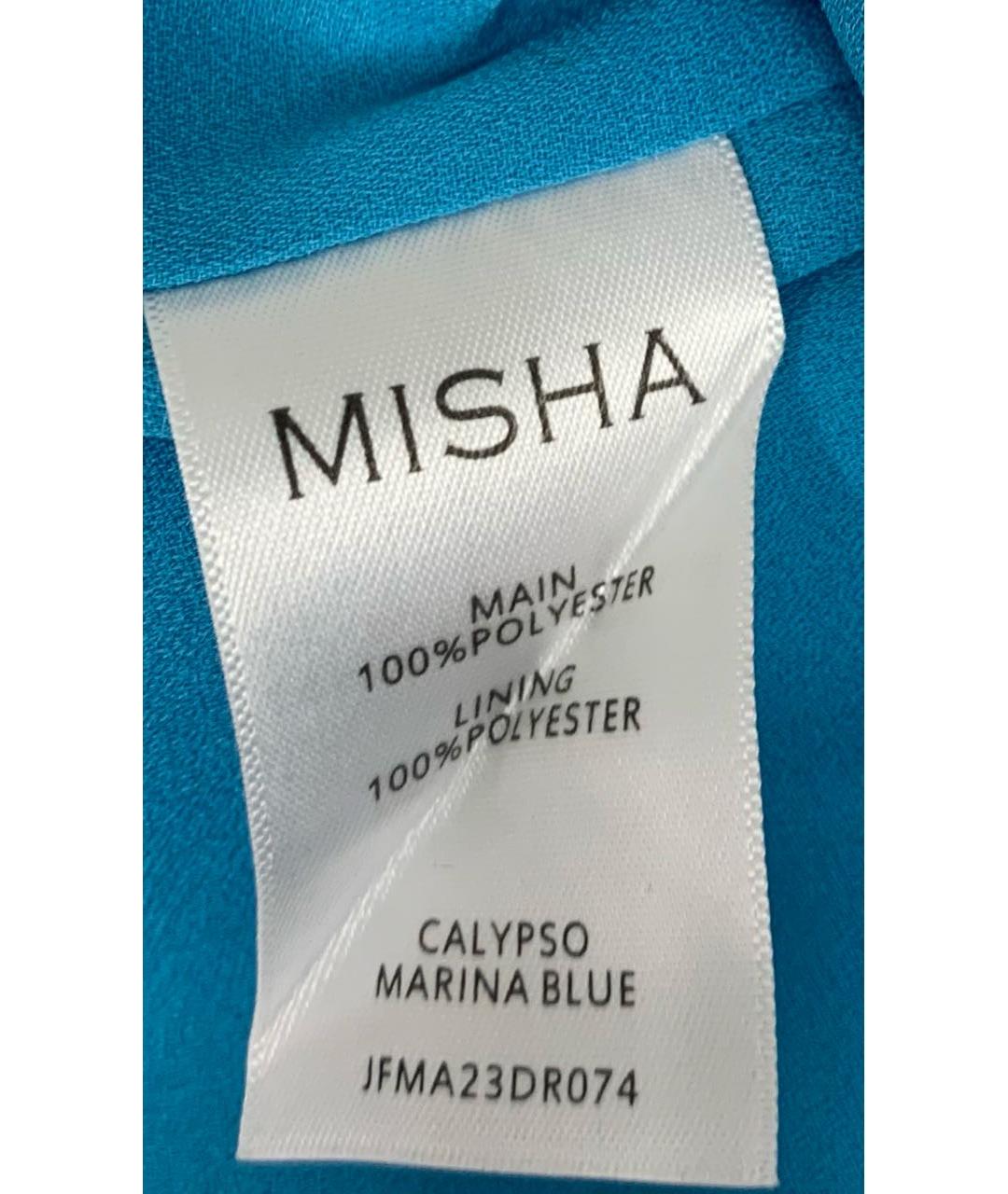 MISHA COLLECTION Голубое полиэстеровое коктейльное платье, фото 5