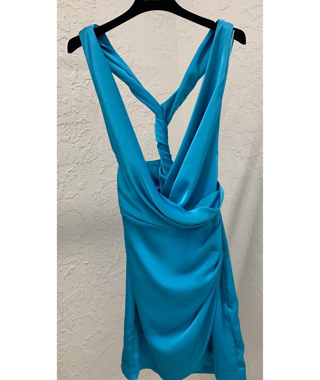 MISHA COLLECTION Голубое полиэстеровое коктейльное платье, фото 7
