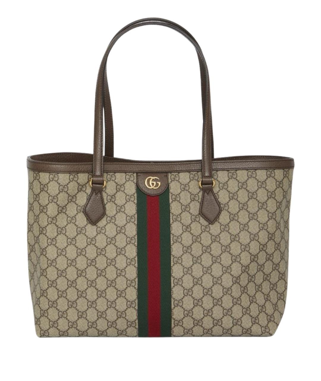 GUCCI Бежевая канва сумка тоут, фото 1