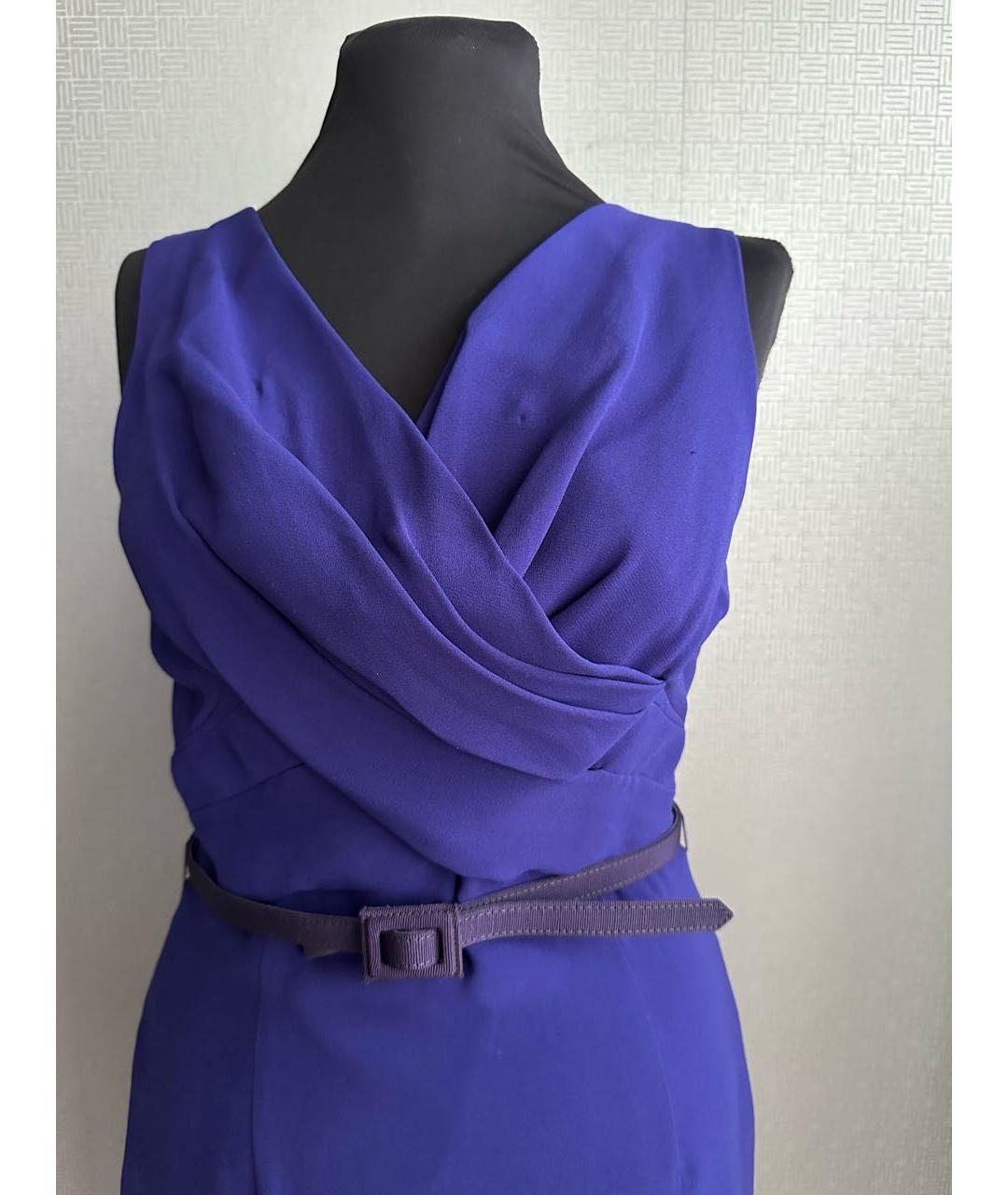CHRISTIAN DIOR Синее шелковое повседневное платье, фото 3