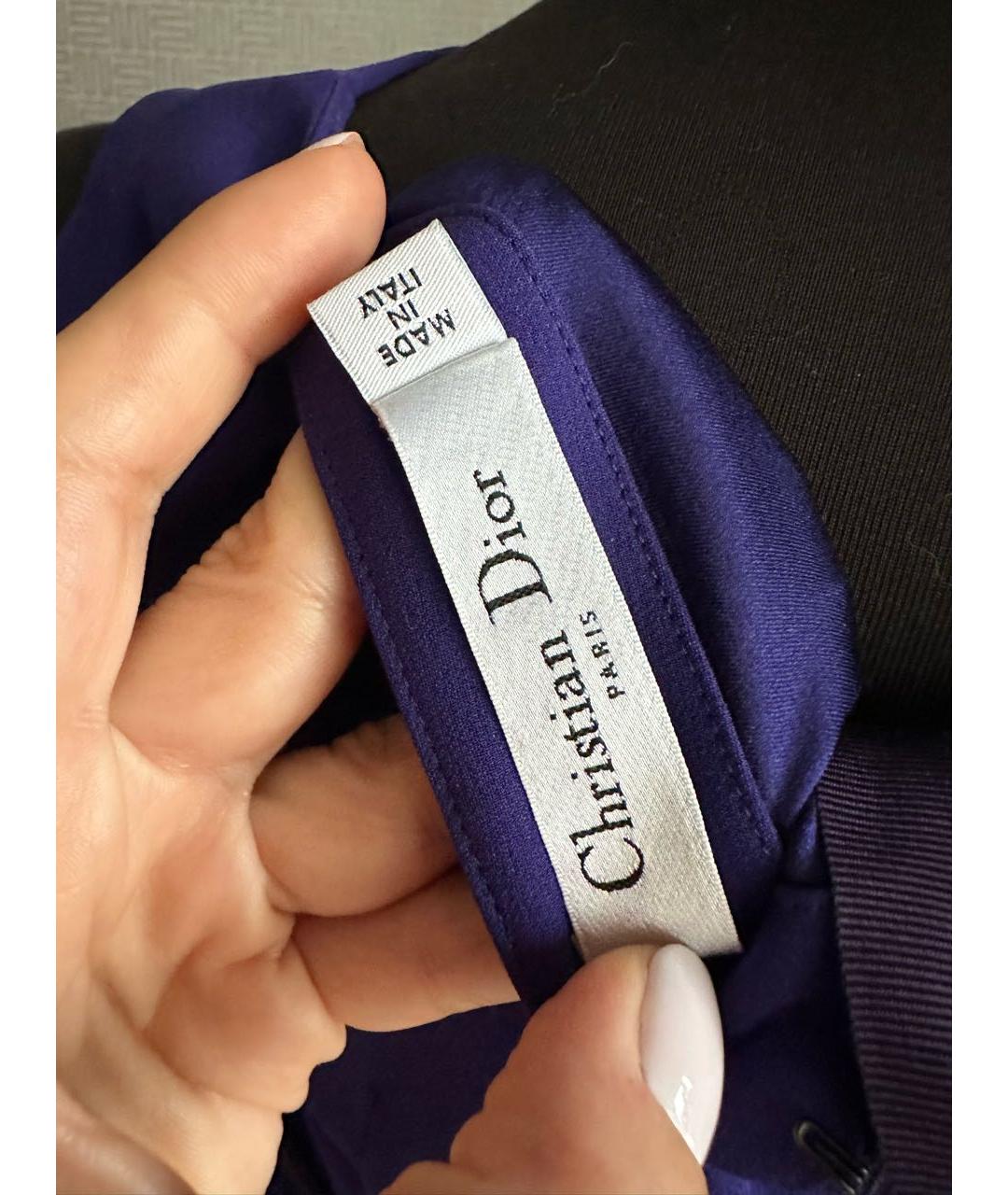 CHRISTIAN DIOR Синее шелковое повседневное платье, фото 4