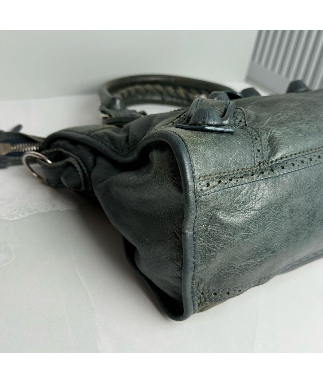 BALENCIAGA Антрацитовая кожаная сумка с короткими ручками, фото 5