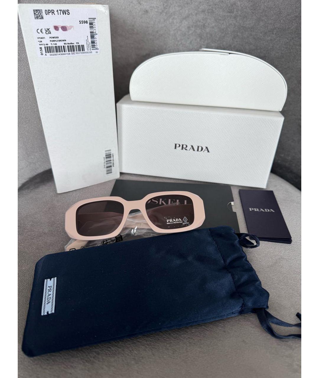 PRADA Бежевые пластиковые солнцезащитные очки, фото 3