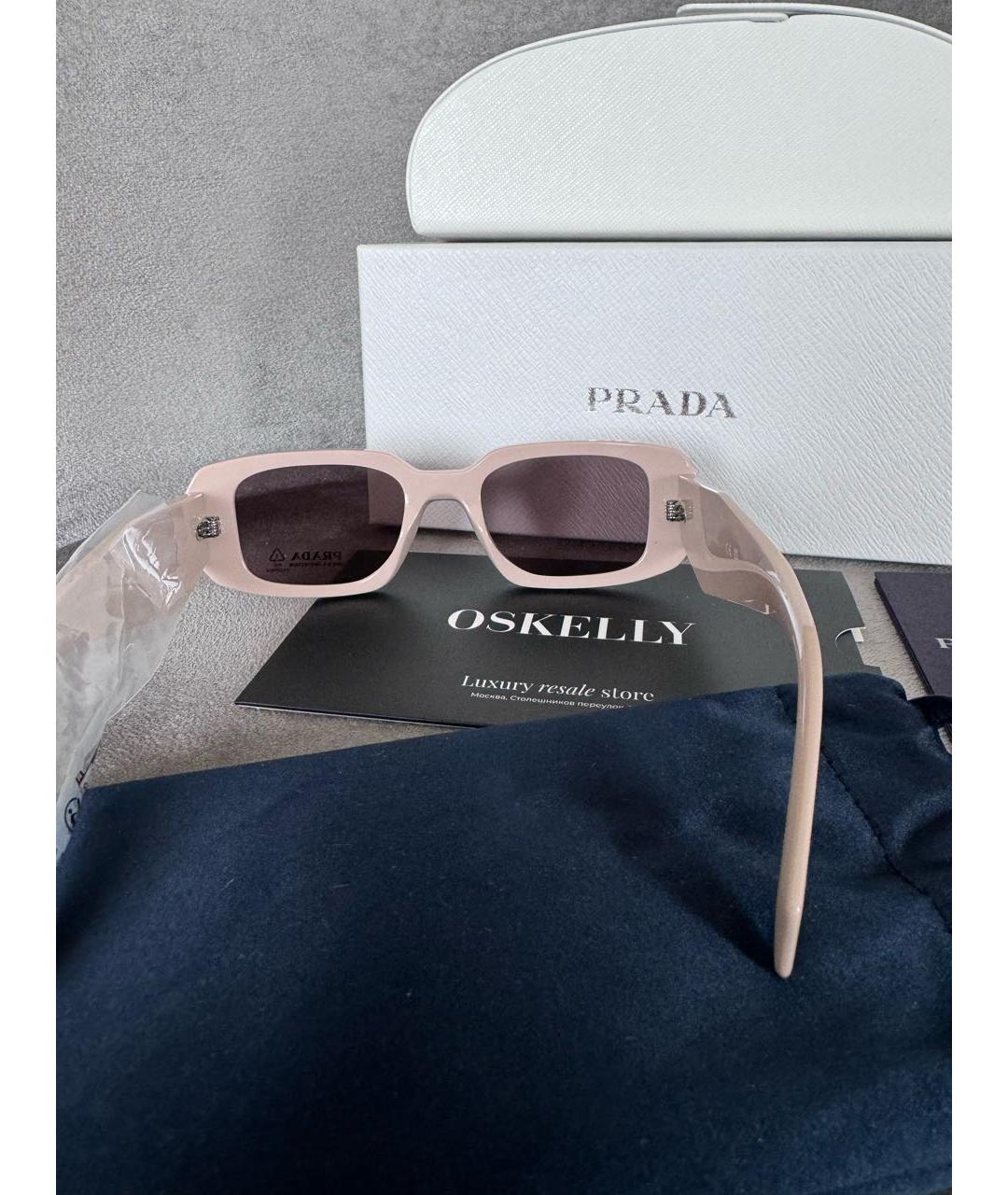 PRADA Бежевые пластиковые солнцезащитные очки, фото 5