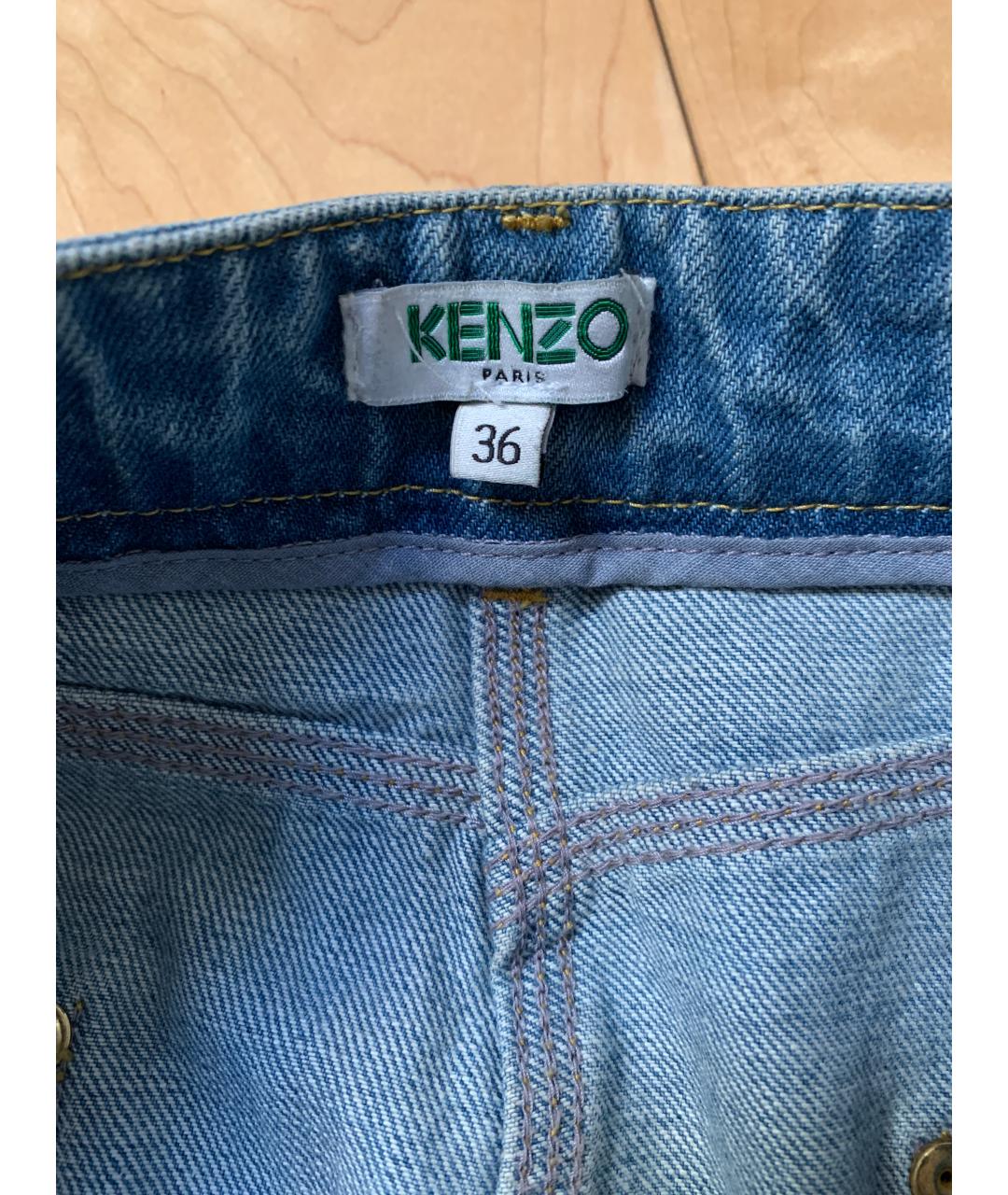 KENZO Голубая деним юбка мини, фото 8