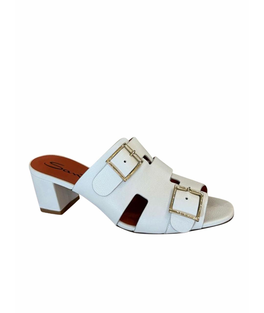 SANTONI Коричневые кожаные мюли, фото 1