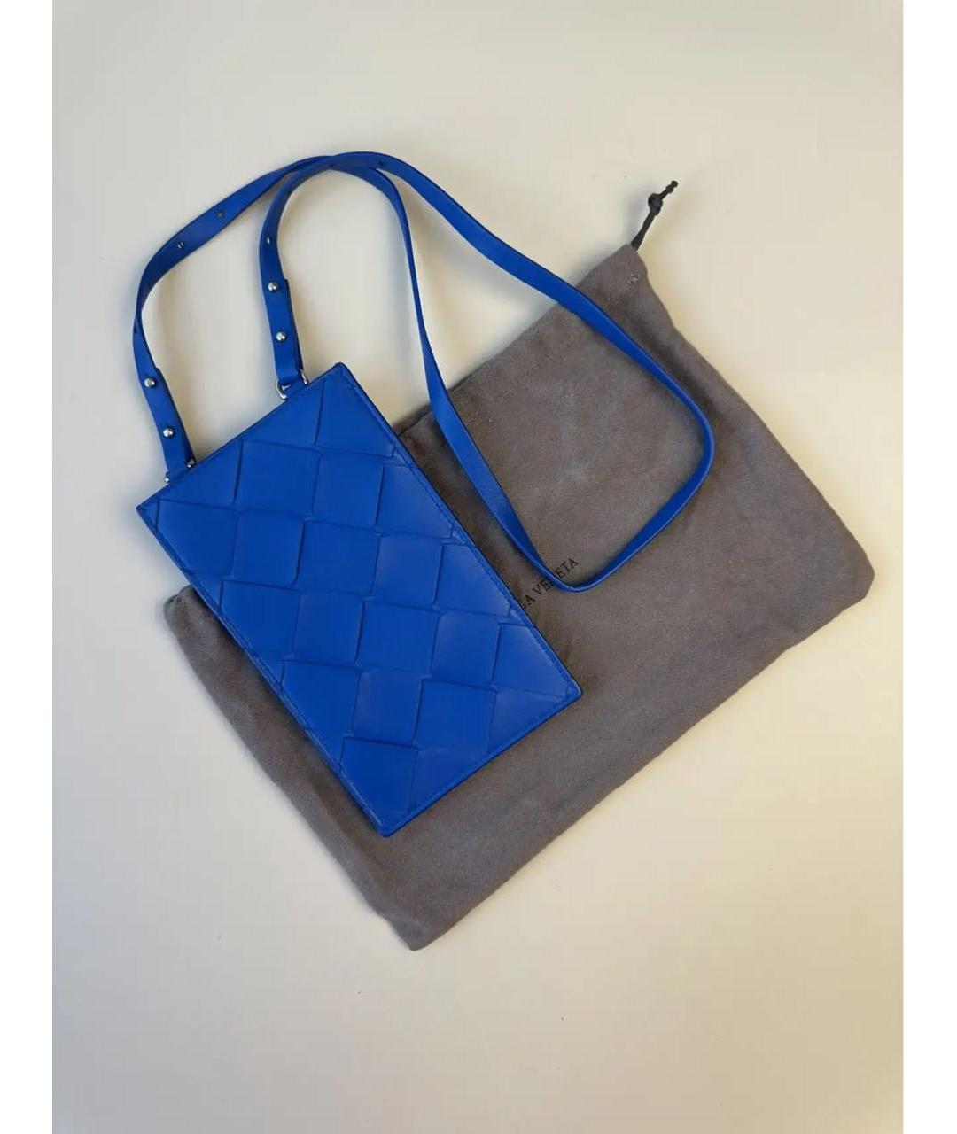 BOTTEGA VENETA Синяя кожаная сумка на плечо, фото 2
