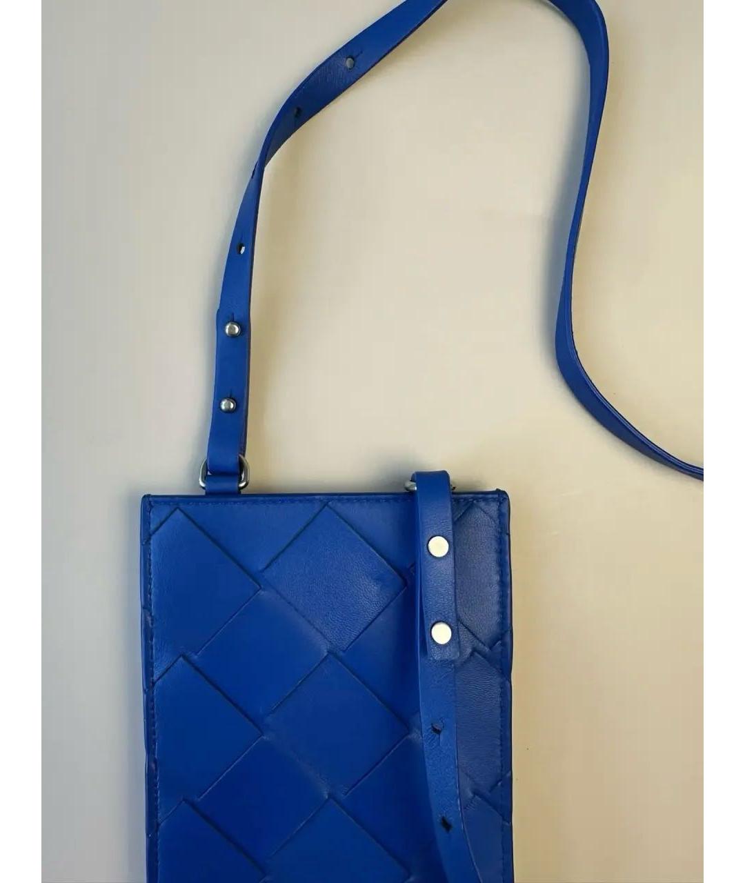 BOTTEGA VENETA Синяя кожаная сумка на плечо, фото 5