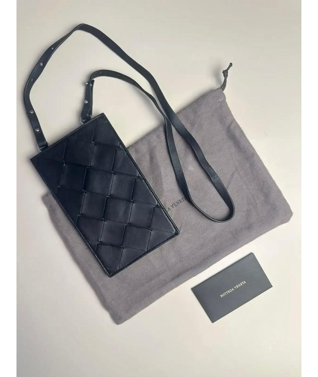 BOTTEGA VENETA Черная кожаная сумка на плечо, фото 5