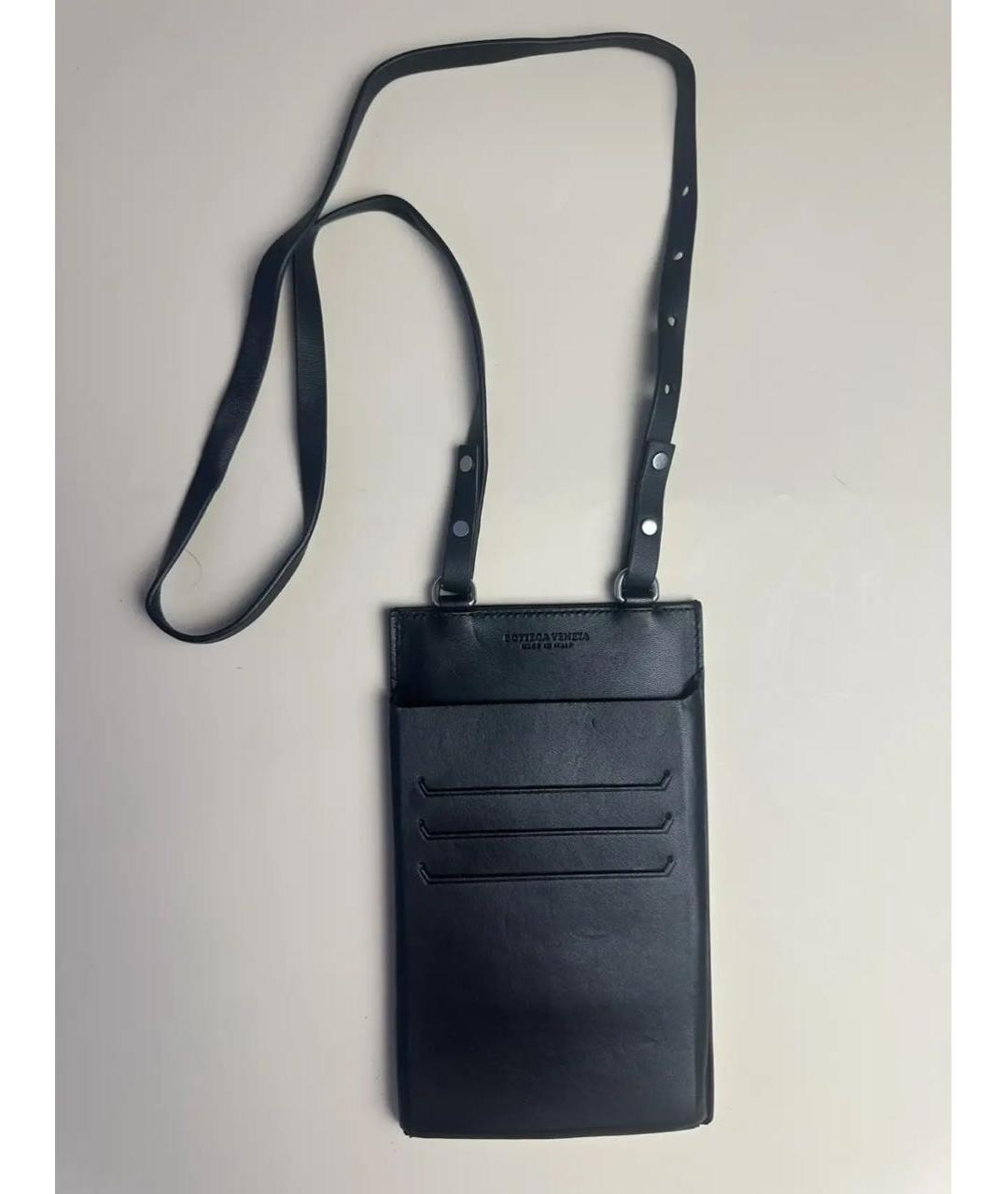 BOTTEGA VENETA Черная кожаная сумка на плечо, фото 2