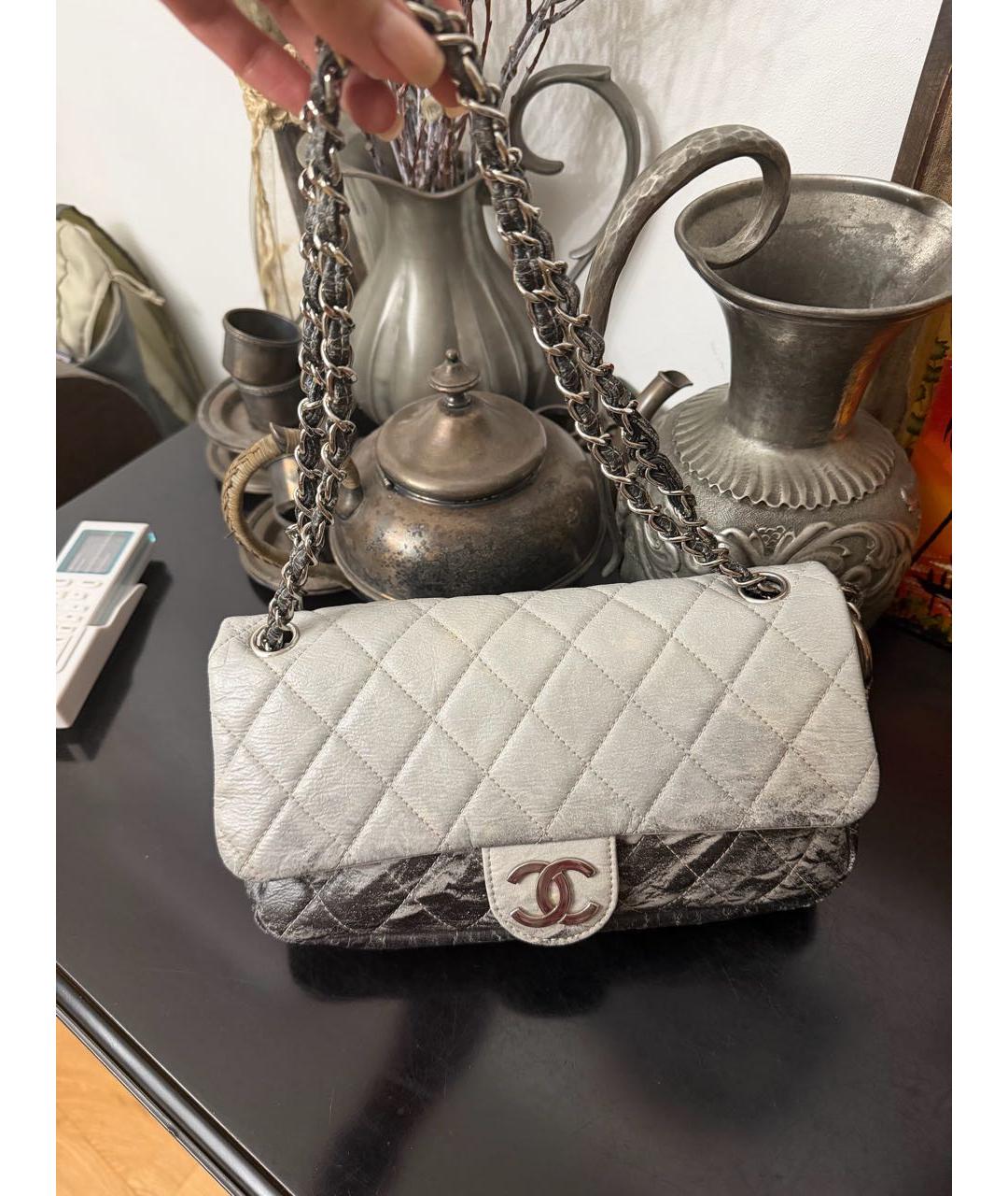 CHANEL Серая кожаная сумка через плечо, фото 8