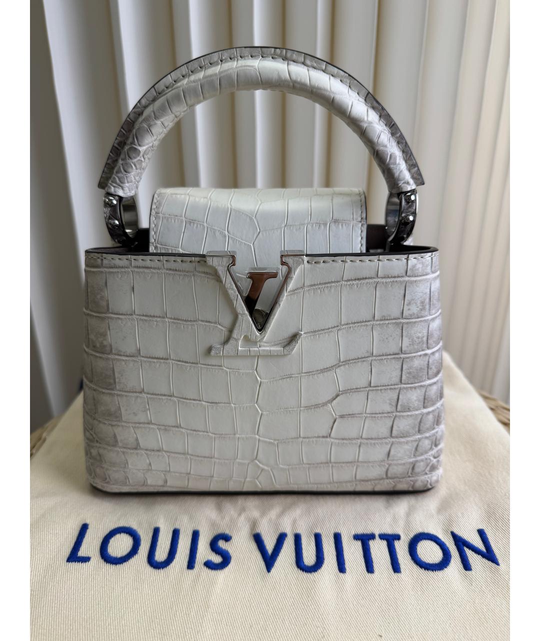 LOUIS VUITTON Белая сумка с короткими ручками из экзотической кожи, фото 7