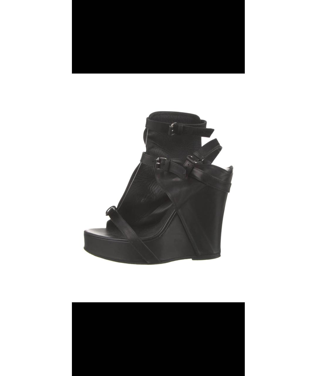 ANN DEMEULEMEESTER Черные кожаные босоножки, фото 9