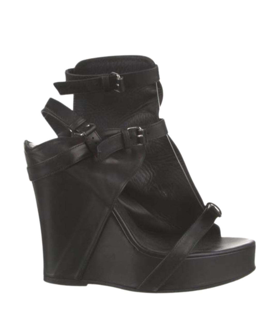ANN DEMEULEMEESTER Черные кожаные босоножки, фото 1