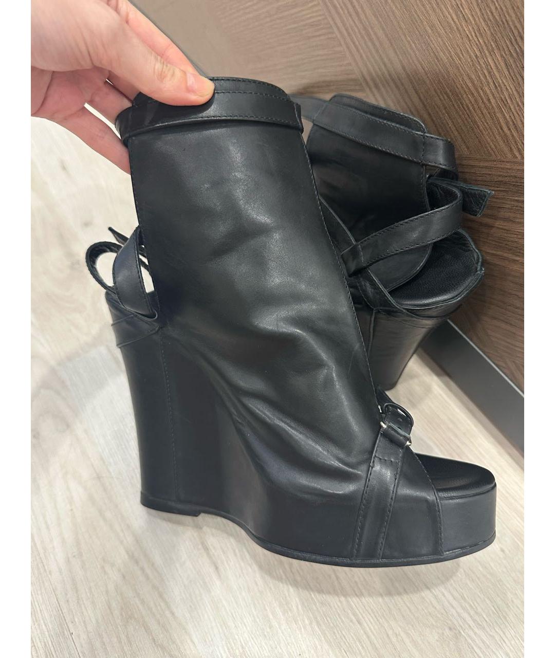 ANN DEMEULEMEESTER Черные кожаные босоножки, фото 4