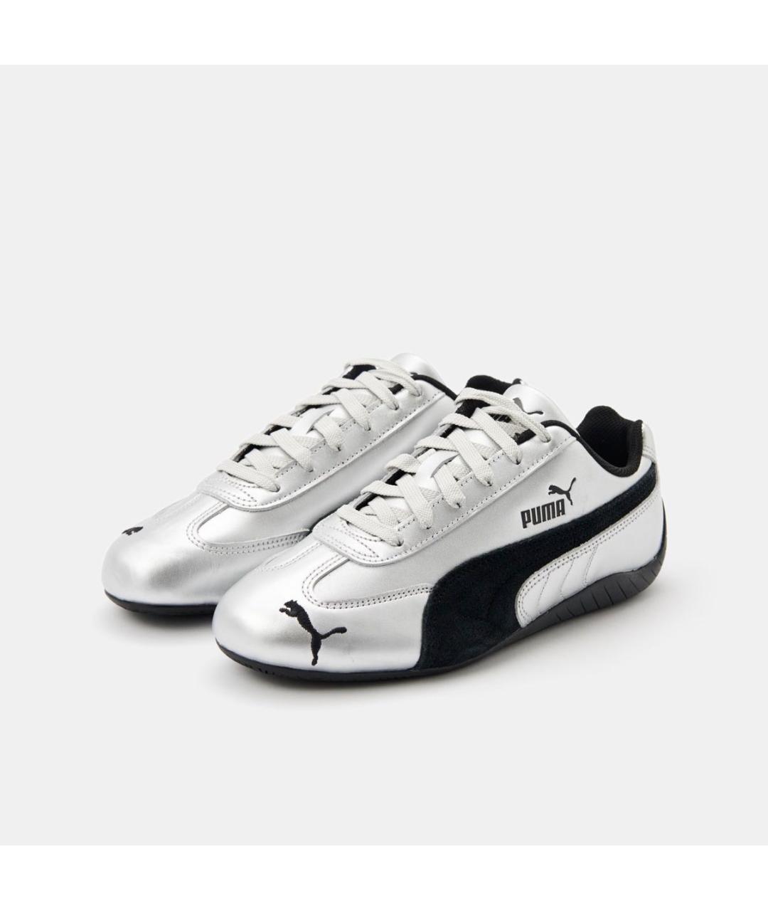 PUMA Серебряные кожаные кроссовки, фото 2