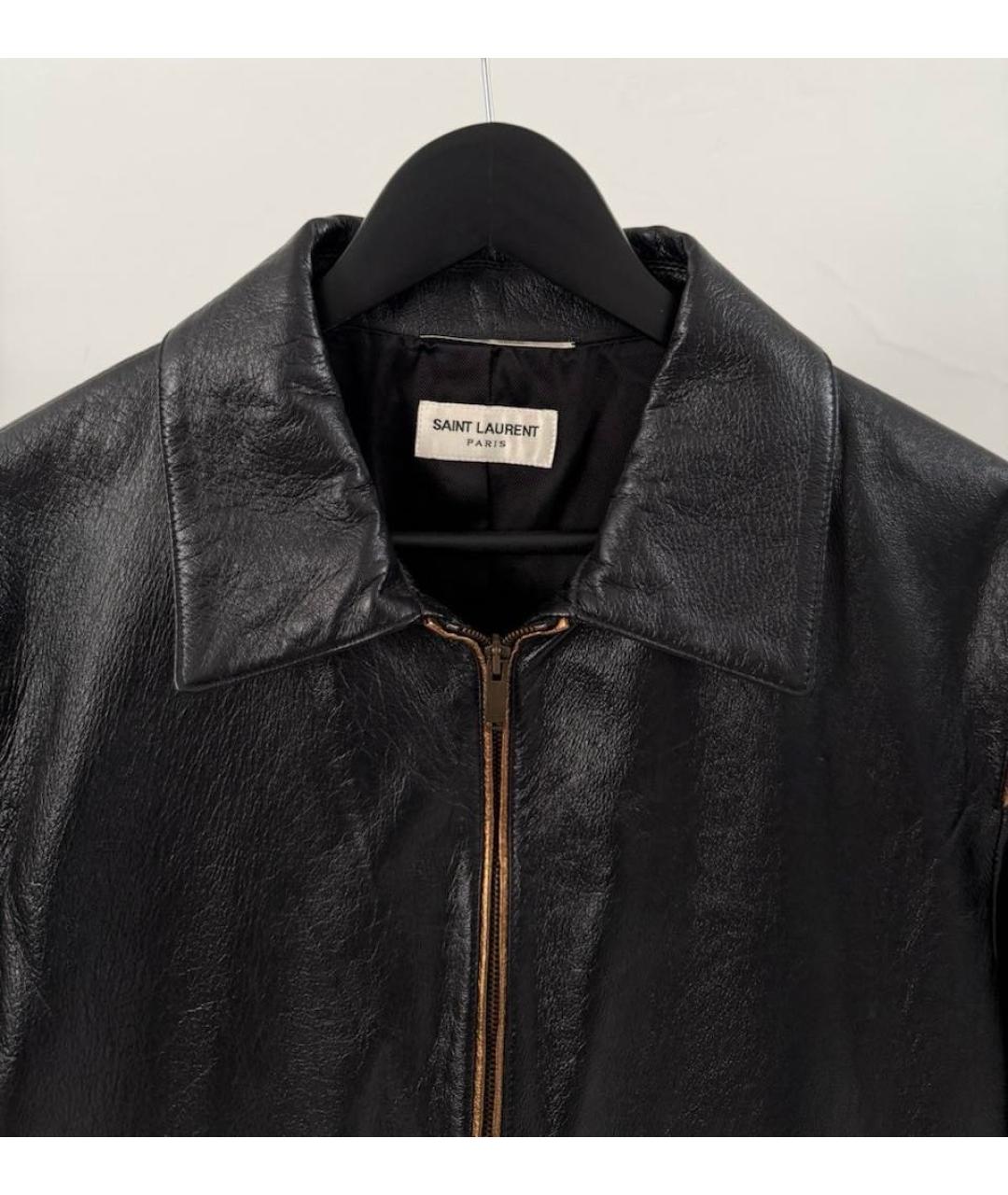 SAINT LAURENT Черная кожаная куртка, фото 3