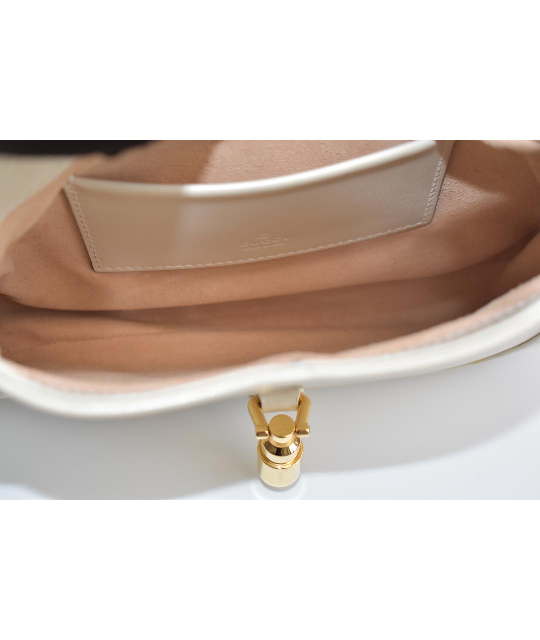 GUCCI Белая кожаная сумка с короткими ручками, фото 4