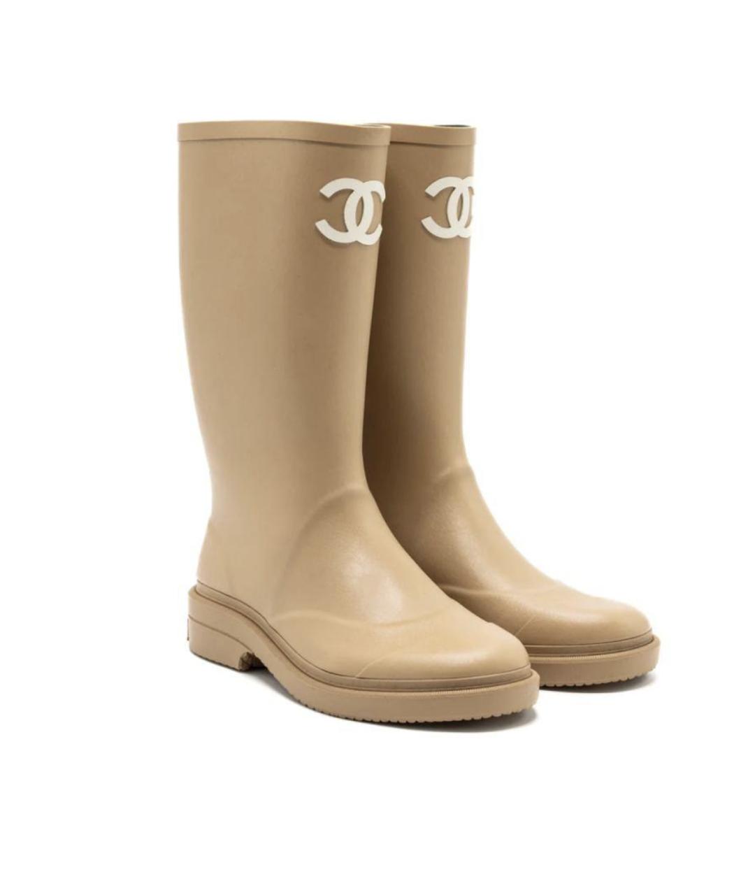 CHANEL Бежевые резиновые сапоги, фото 1