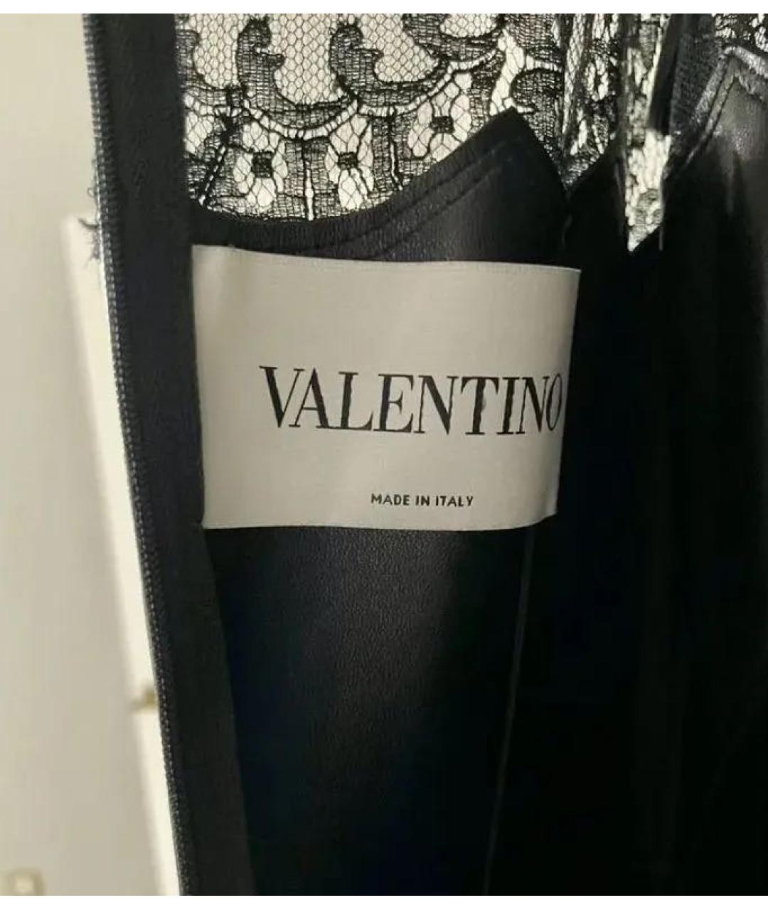 VALENTINO Черное кожаное вечернее платье, фото 3
