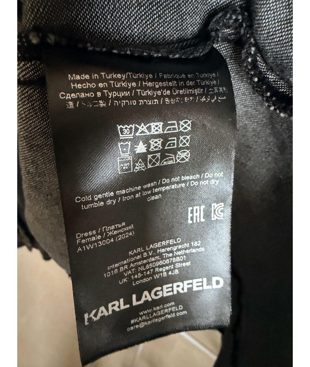 KARL LAGERFELD Антрацитовое деним повседневное платье, фото 6