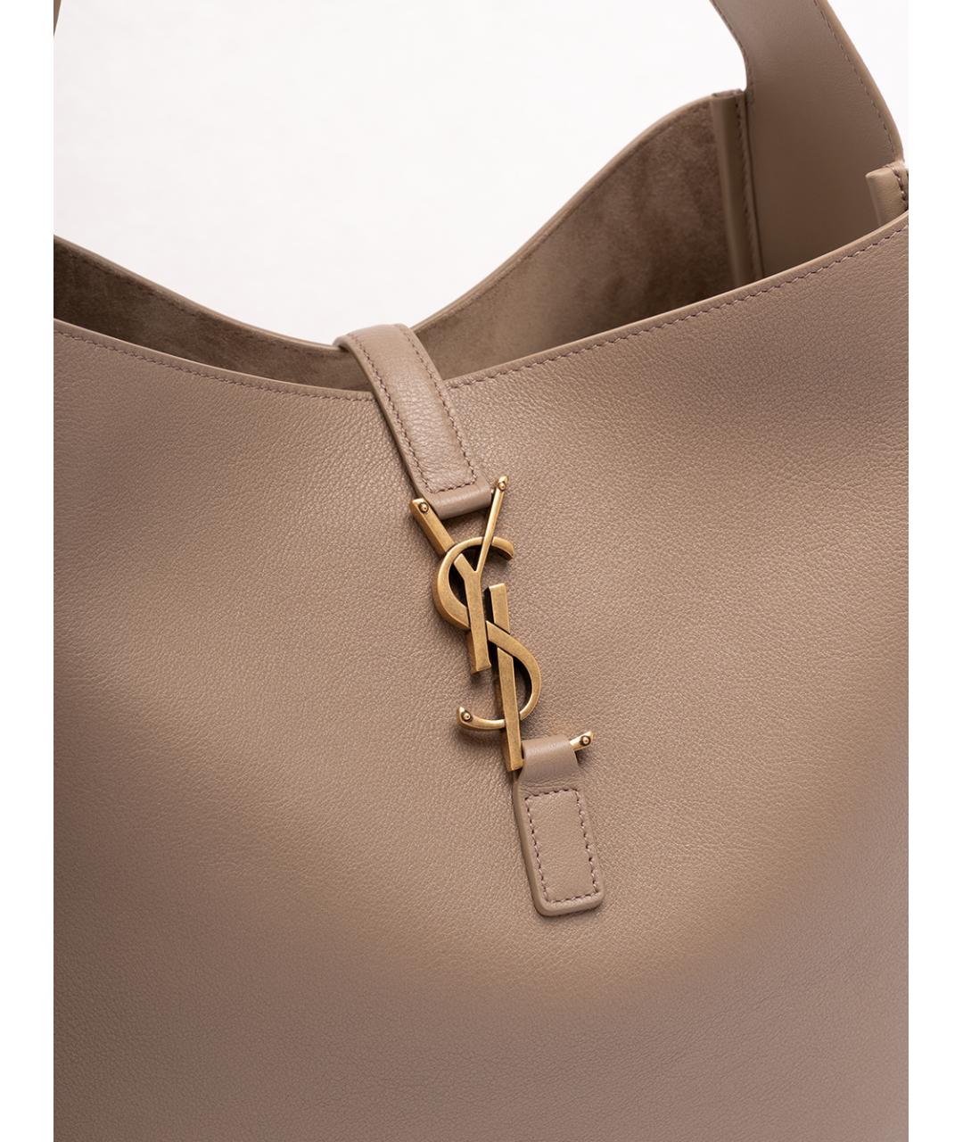 SAINT LAURENT Бежевая кожаная сумка тоут, фото 5
