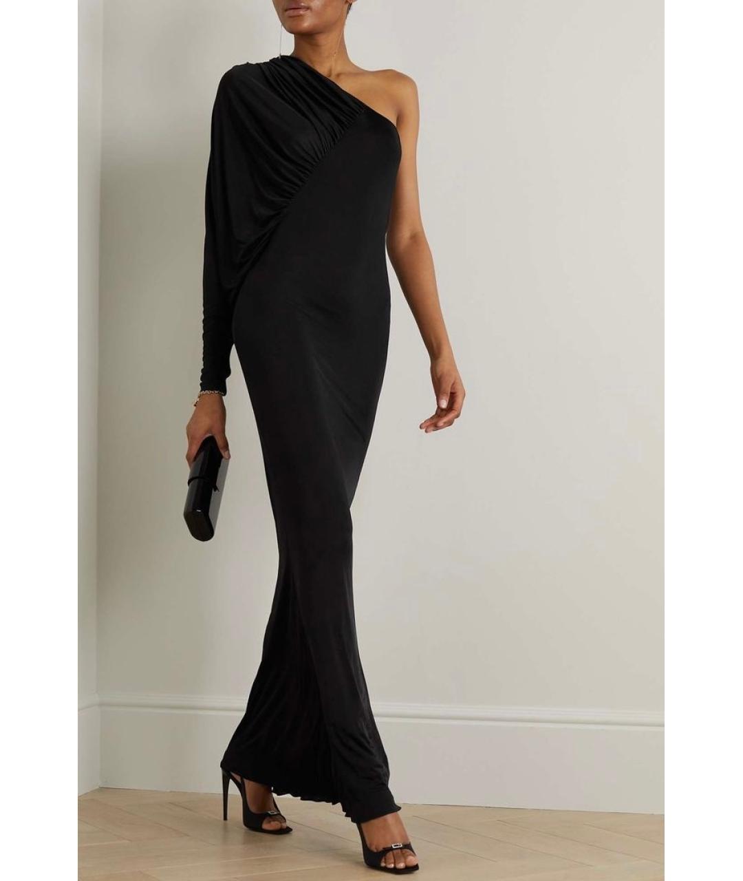 SAINT LAURENT Черное вискозное коктейльное платье, фото 4